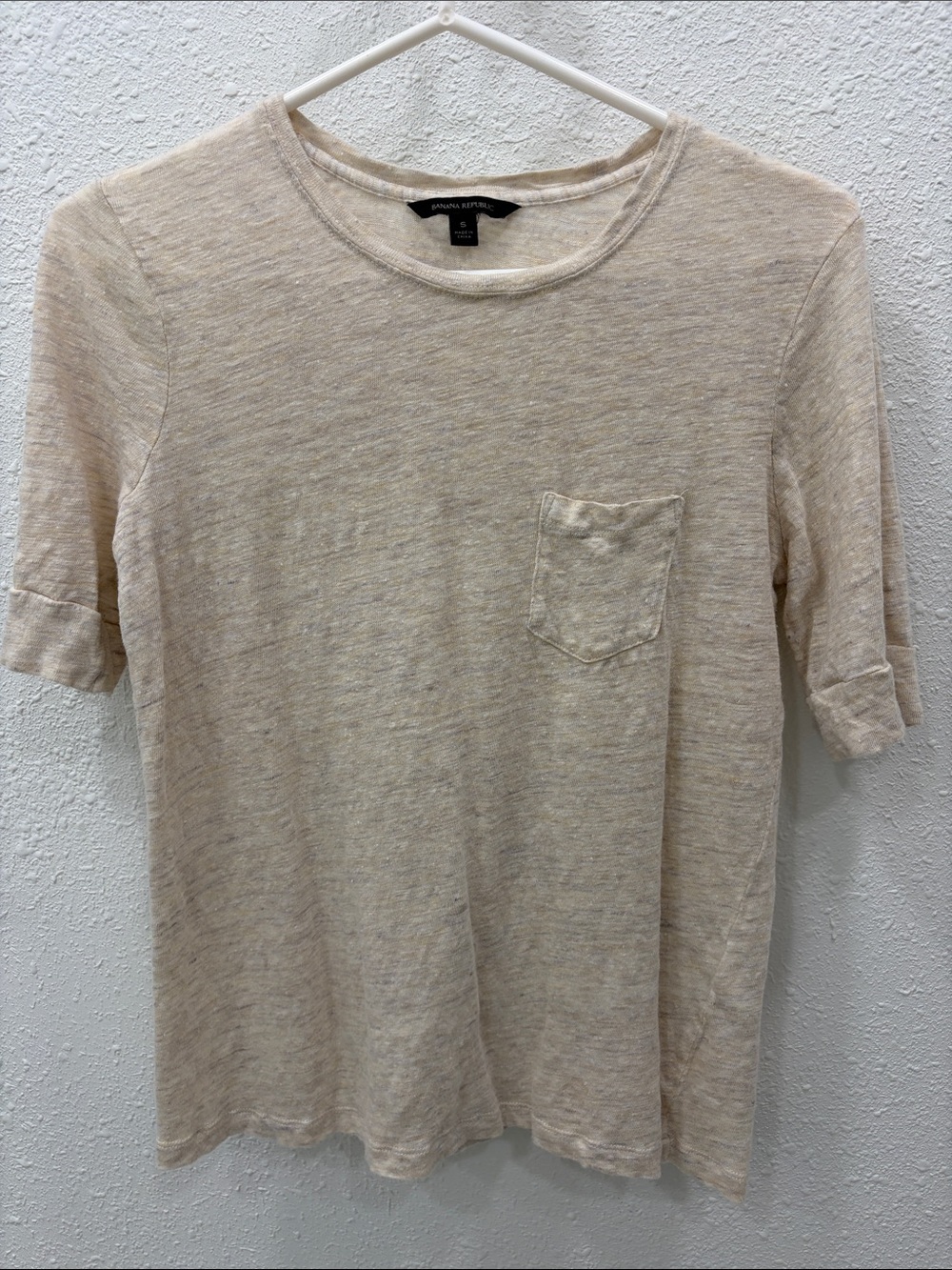 Banana Republic Short Sleeve 100% Linen Pocket Tee
